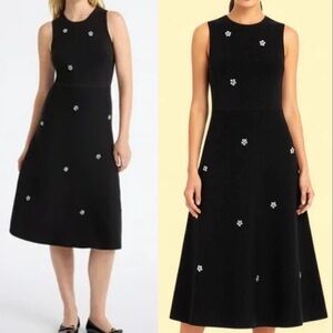 FREE ASSEMBLY Sleeveless Black A-Line Dress with Crystal Floral Accents XS